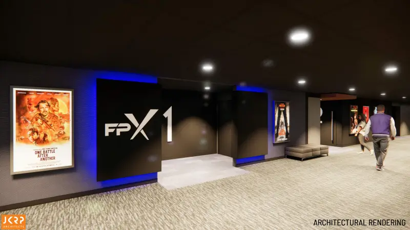 Flagship Premium Cinemas Wellington FPX1 auditorium architectural rendering